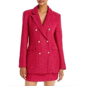 🆕️ Aqua x Maeve Reilly Double Breasted Tweed Blazer in Hot Pink